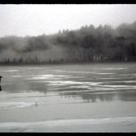 Landscape: Fishing in a frozen lake